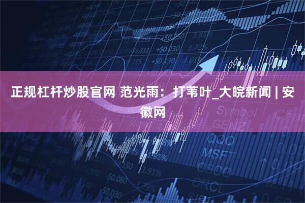 正规杠杆炒股官网 范光雨：打苇叶_大皖新闻 | 安徽网